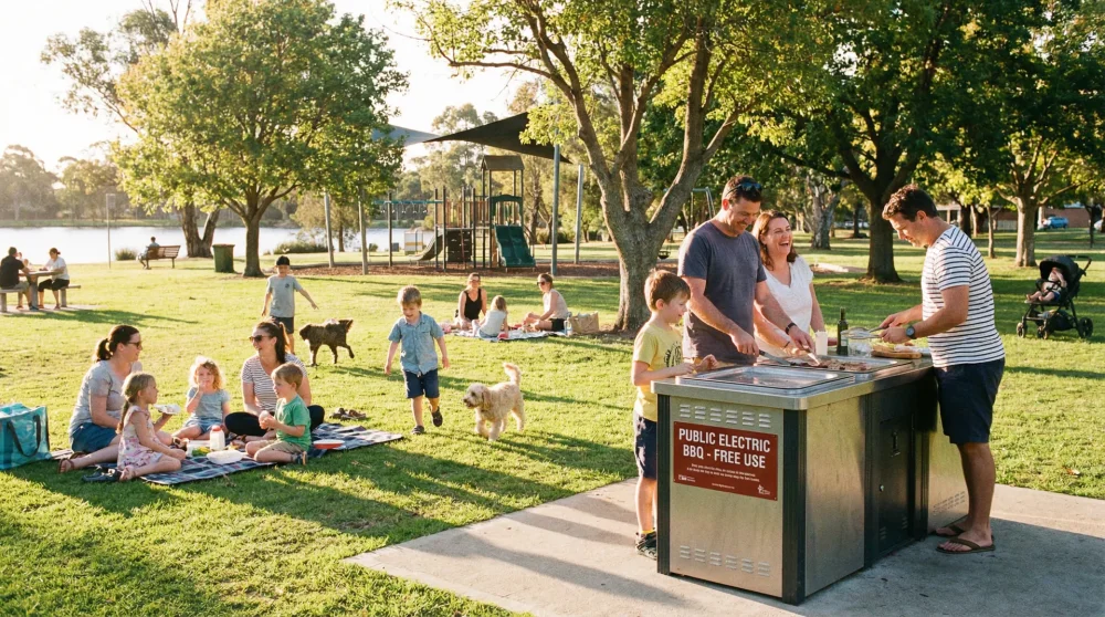 Free public electric BBQ stations available for day visitors at Ambury Regional Park