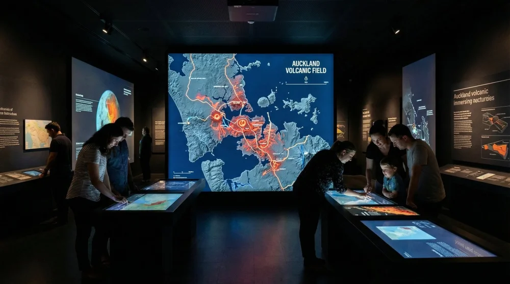 The Volcano House exhibition displaying Auckland's volcanic field history