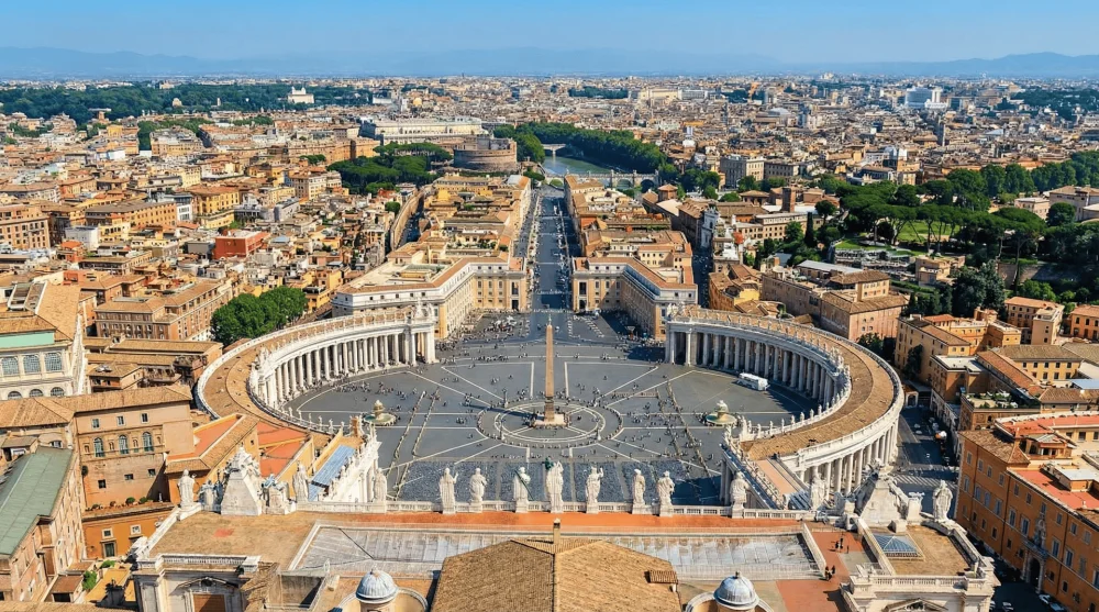 Vatican Square and Rome city view from St. Peter's Basilica dome