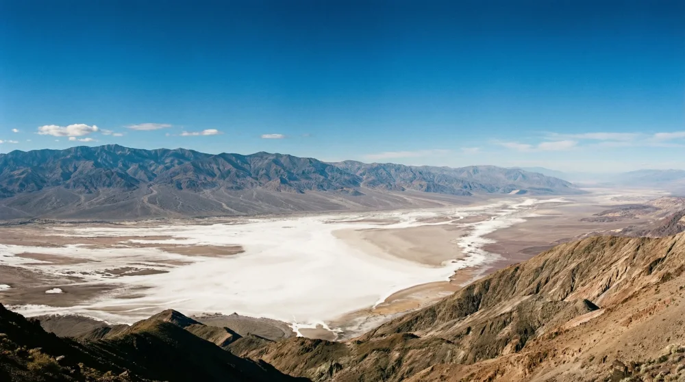 Breathtaking panoramic view of Badwater Basin from the high elevation of Dante's View