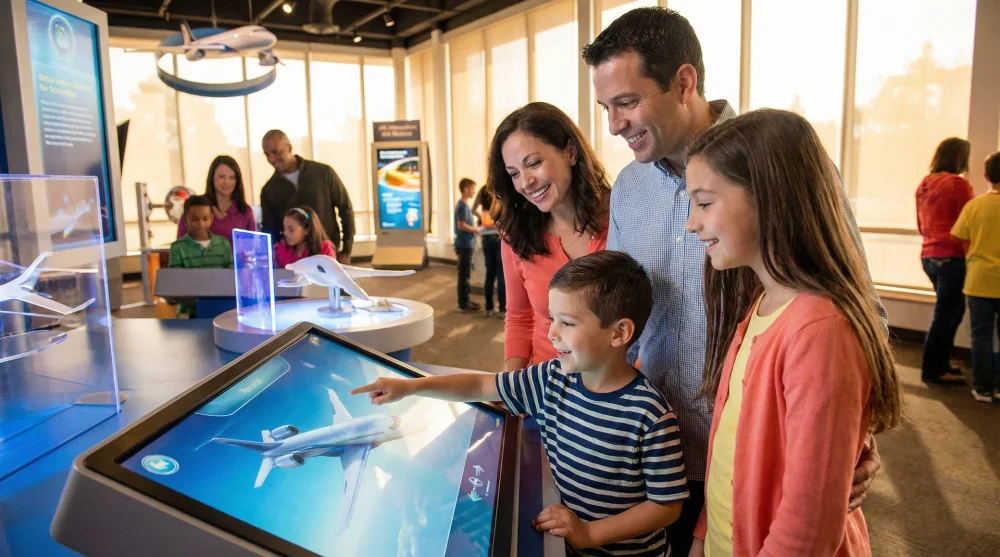 Children engaging with the Museum Hunt activity while exploring the exhibits