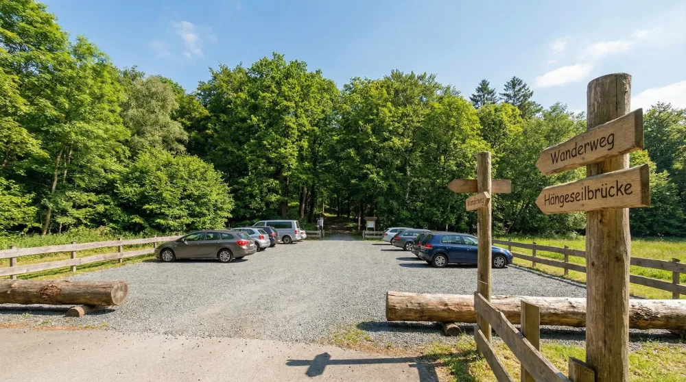 Designated visitor parking area at the start of the bridge hike