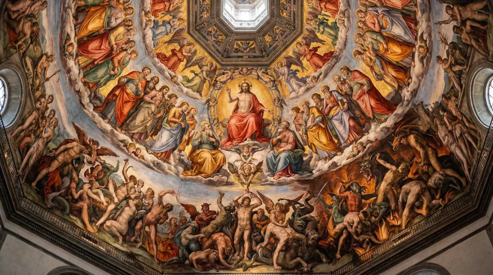 The Last Judgment fresco painted by Giorgio Vasari inside Brunelleschi's dome