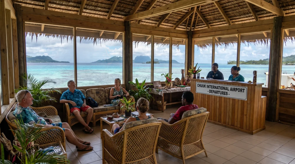 Airport terminal Chuuk lagoon Pacific island