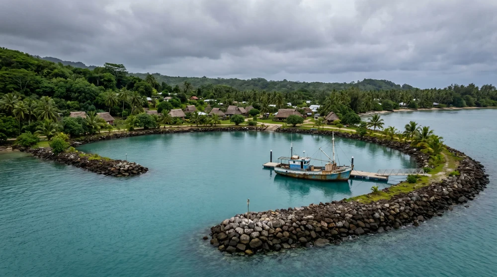 Anibare Boat Harbour in Nauru, the safest swimming spot on the island's eastern coast