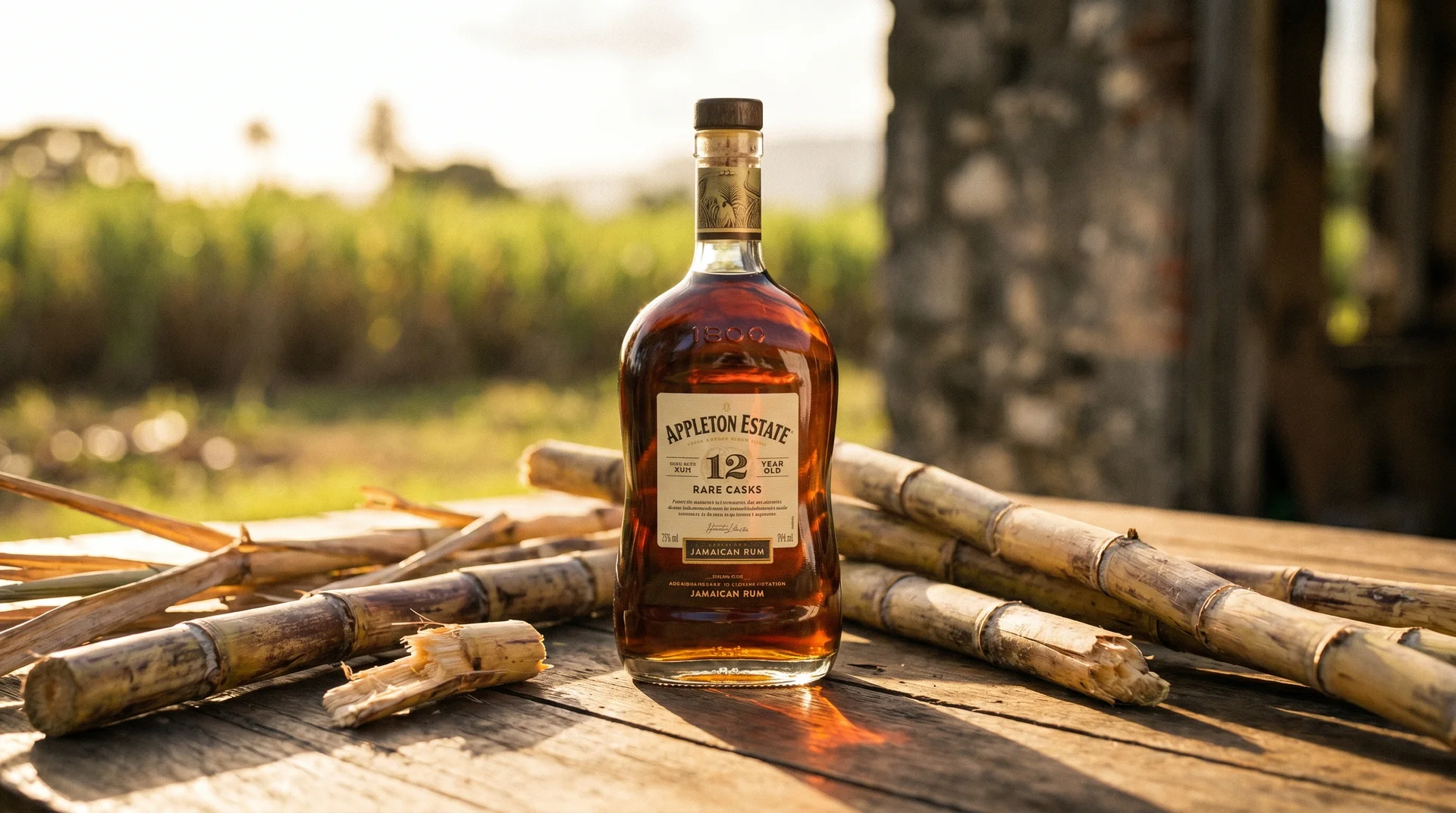 Flasche jamaikanischer Rum auf Holztisch – Zollfreimenge 1 Liter Rum aus Jamaika nach Deutschland