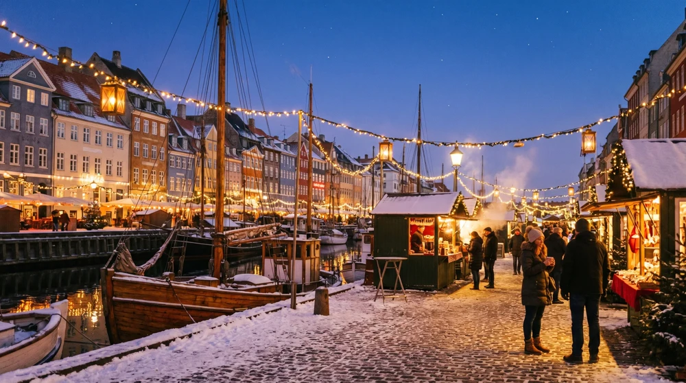 Monaco's winter Christmas village at Port Hercule with festive decorations and a peaceful local atmosphere