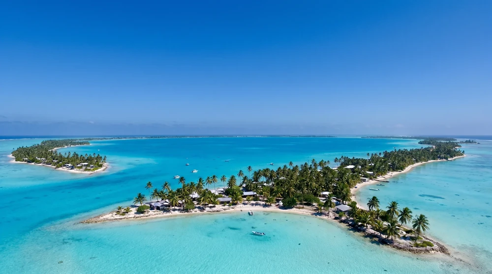 Luftaufnahme des Majuro-Atolls im Januar