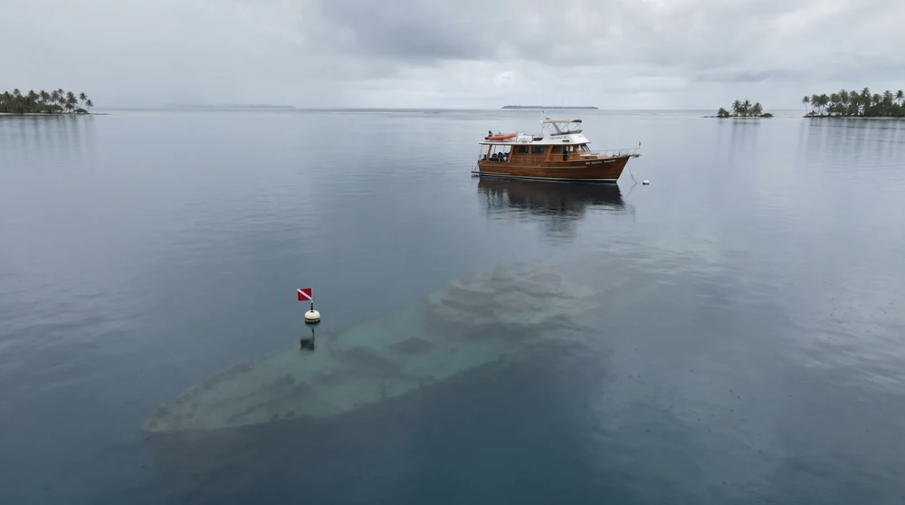 Bikini-Atoll-Lagune während der ruhigen Regenzeit Mai-Oktober