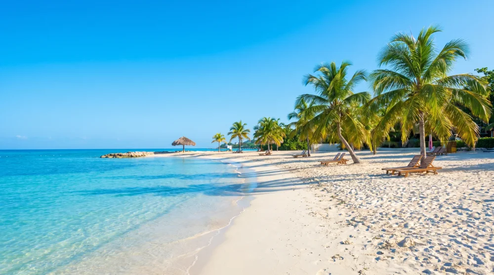 Doctor's Cave Beach in Montego Bay Jamaica with turquoise water and white sand