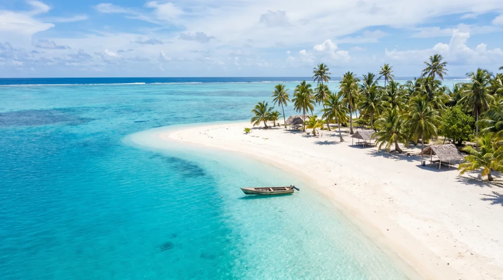 Eneko Island white sand beach with turquoise water