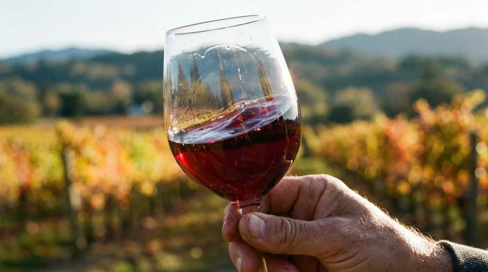 Glas Pinot Noir von der Hofkellerei Herawingert, Liechtenstein