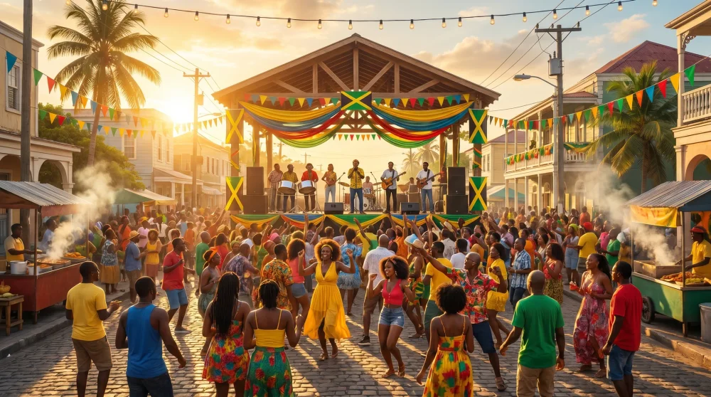 Outdoor-Musikfestival auf Jamaika während der Schulterzeit