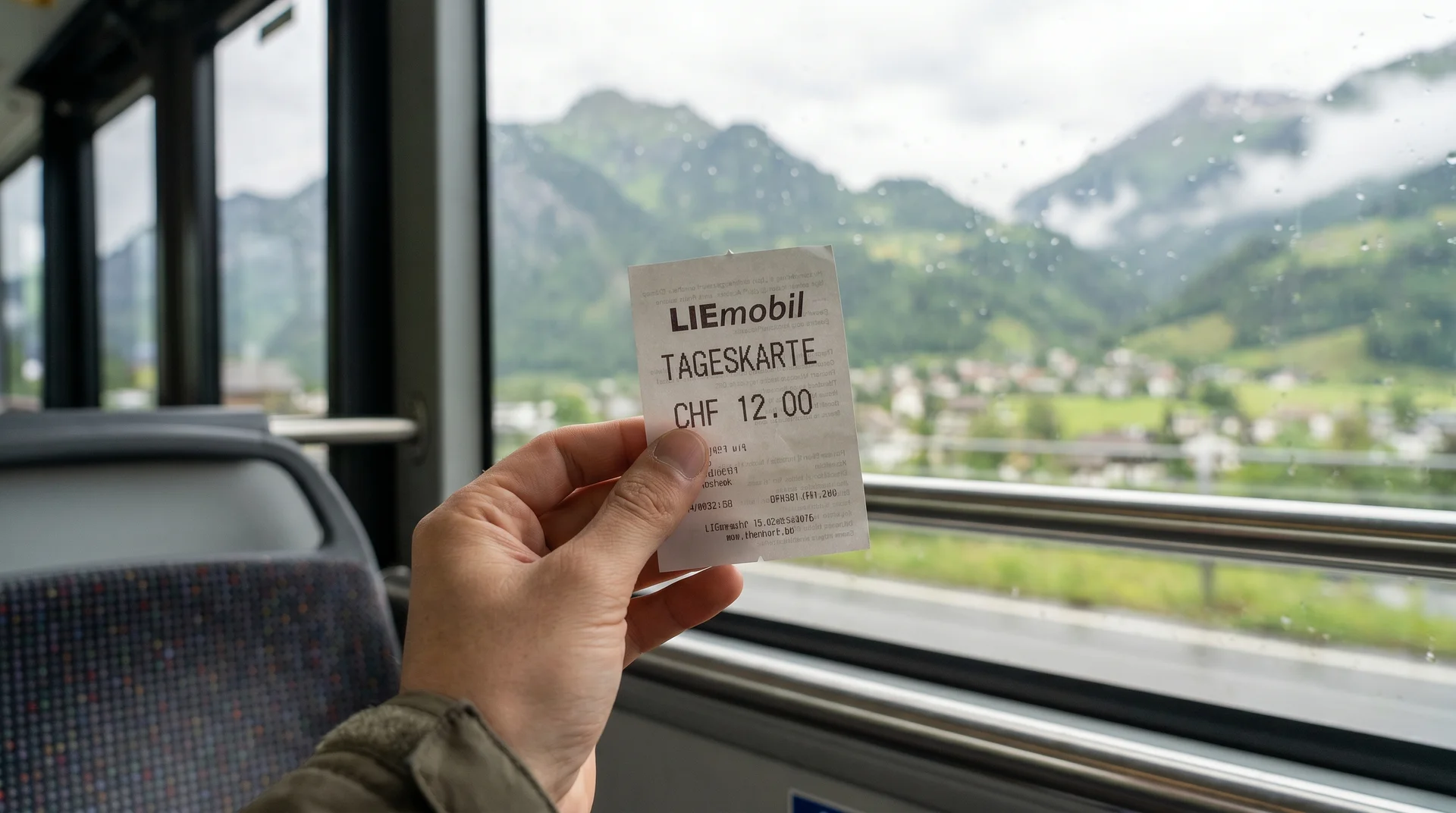 LIEmobil all-zone day pass ticket showing CHF 12