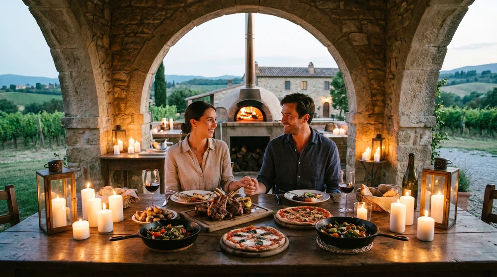 Kerzenschein-Dinner für zwei unter Kalksteinbögen in einem Gozo-Farmhaus-Restaurant