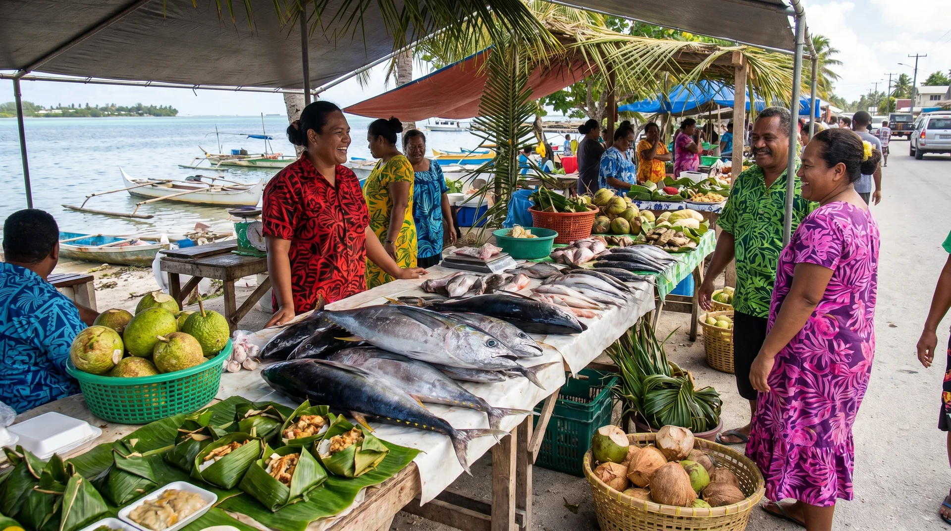 Local market stalls in Majuro