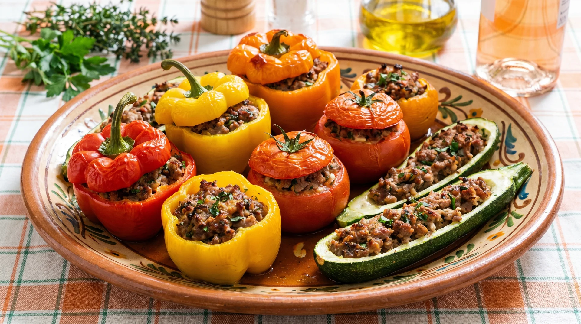 Les petits farcis - stuffed baked vegetables typical of traditional Monegasque home cooking