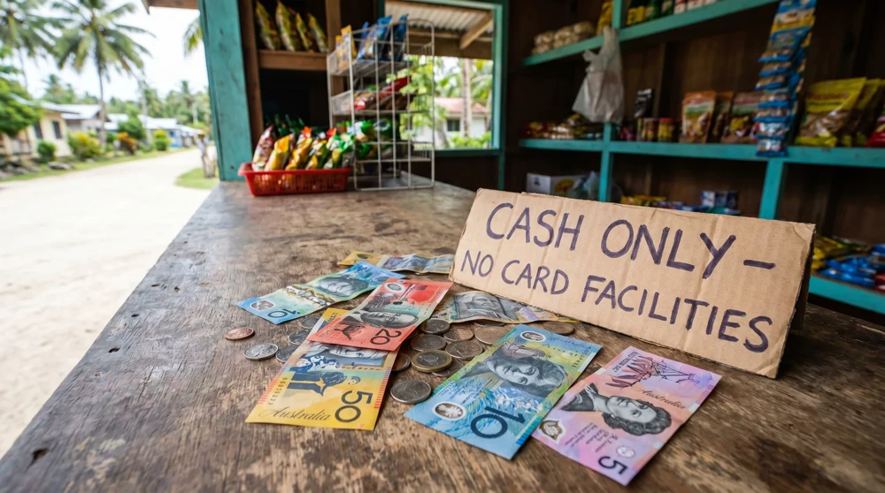 Australian dollar cash required for all transactions on Nauru, where card payment infrastructure is virtually absent
