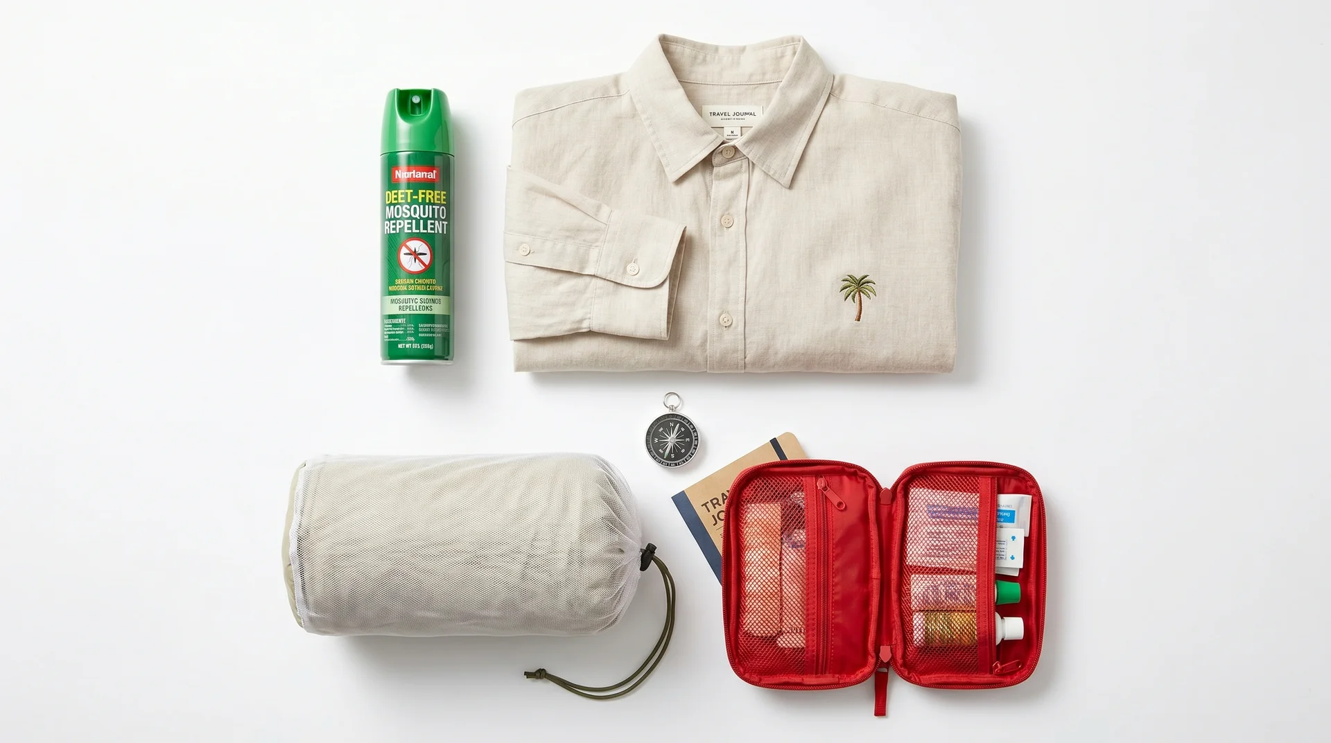 Tropische Reiseausrüstung gegen Dengue-Fieber: Repellent, Moskitonetz und Reiseapotheke für Nauru