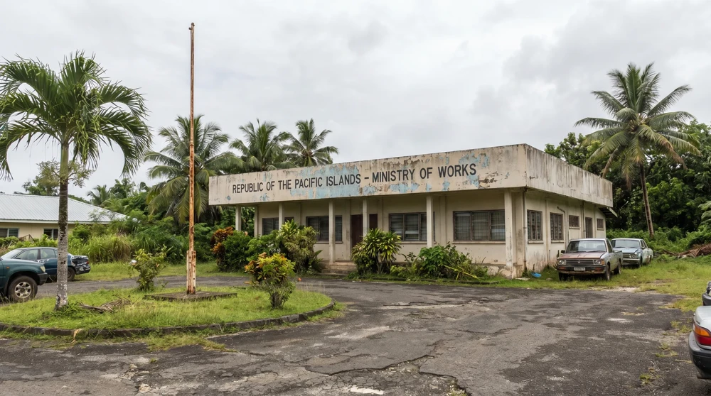 Government building on Nauru, a small Pacific nation navigating economic recovery after phosphate exhaustion