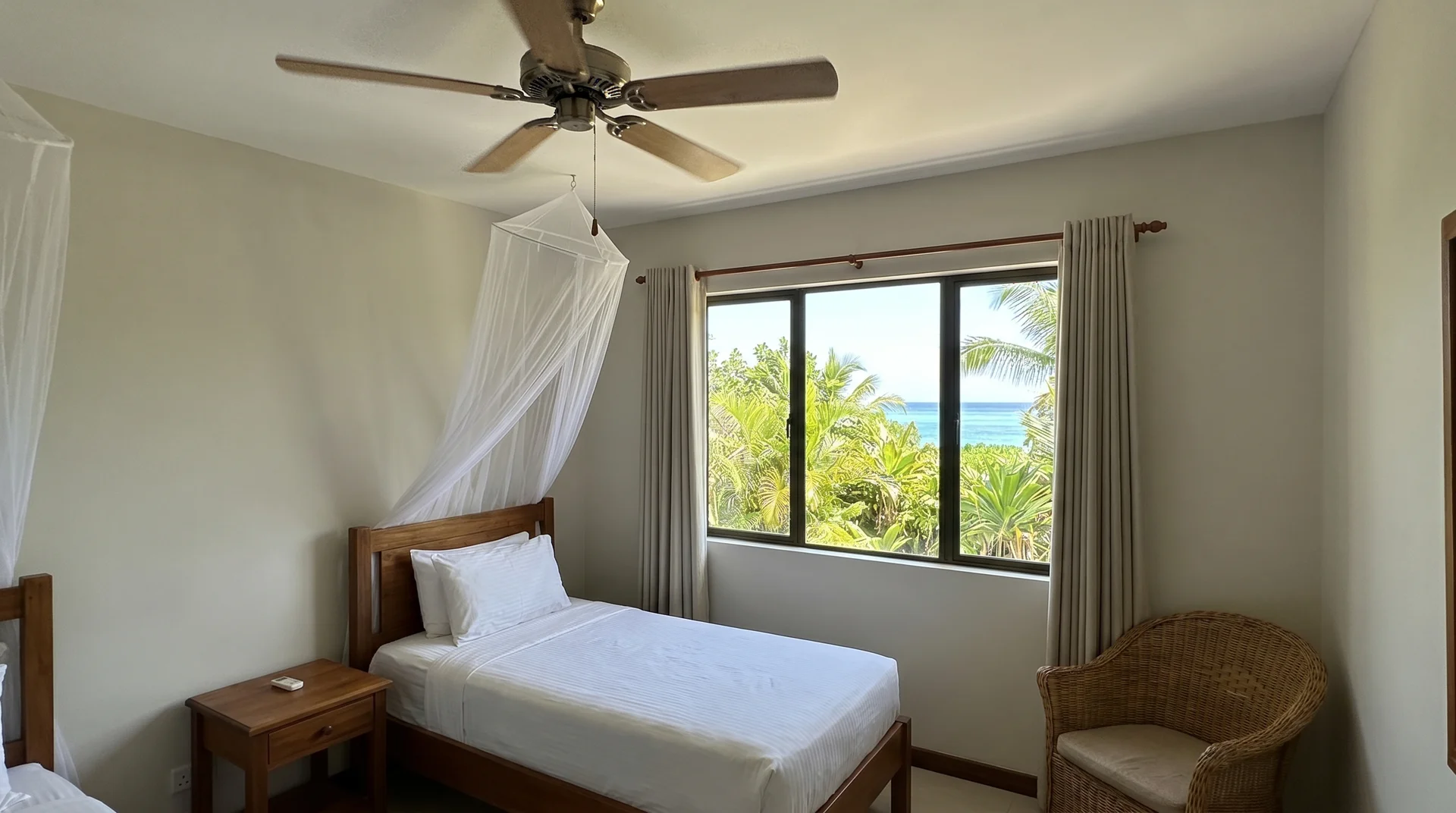 Simple accommodation room on a Pacific island, representative of Nauru's limited but functional hotel options