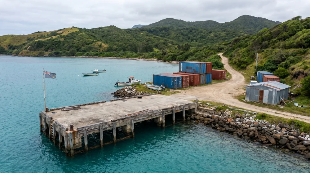 Nauru's modest port infrastructure, illustrating the logistical isolation that makes the island a challenge for travellers