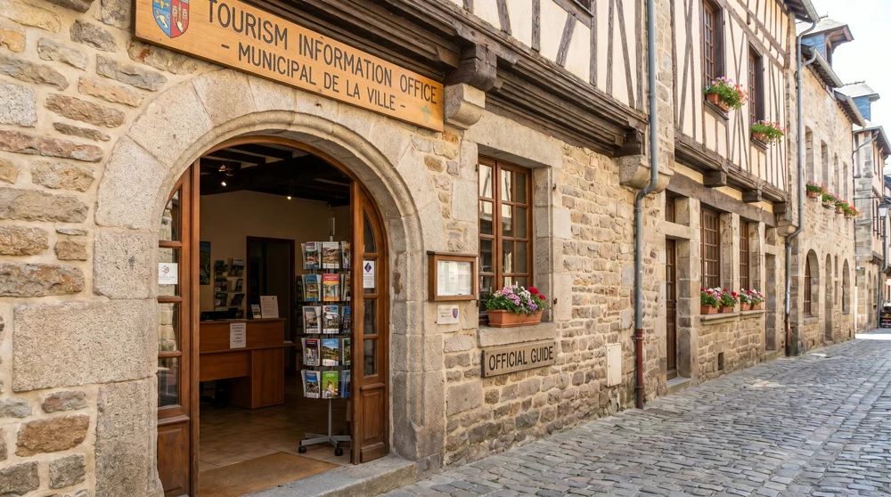 Außenansicht des offiziellen Regierungs-Tourismusbüros San Marino mit offizieller Beschilderung am Steingebäude im historischen Zentrum