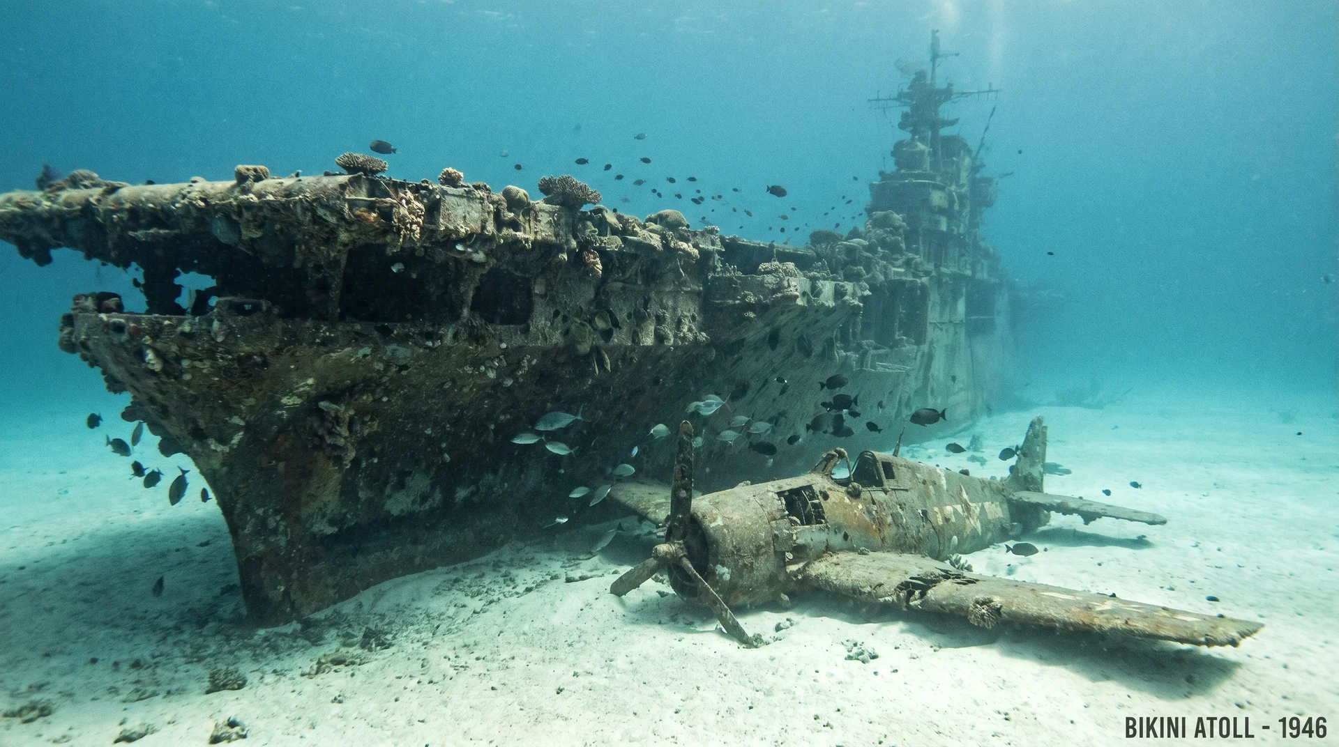USS Saratoga flight deck Bikini Atoll