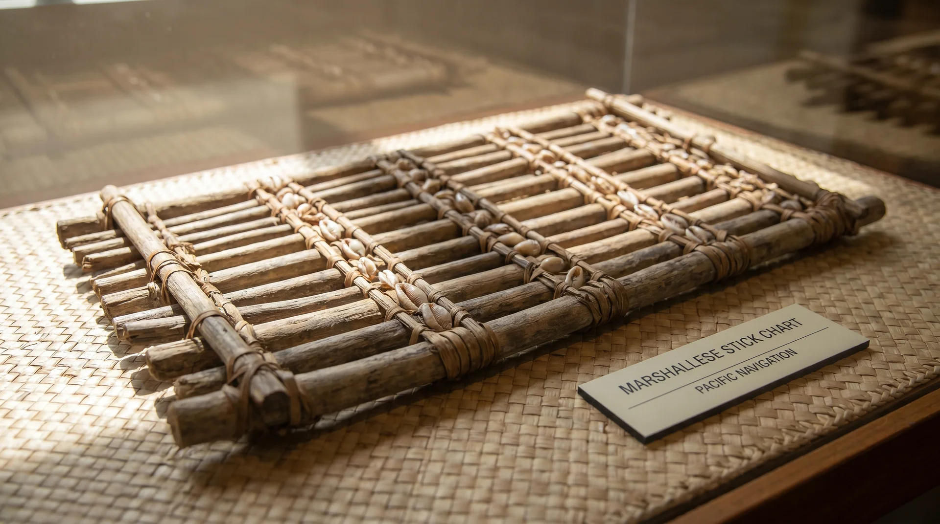 Traditional Marshallese stick chart navigation map
