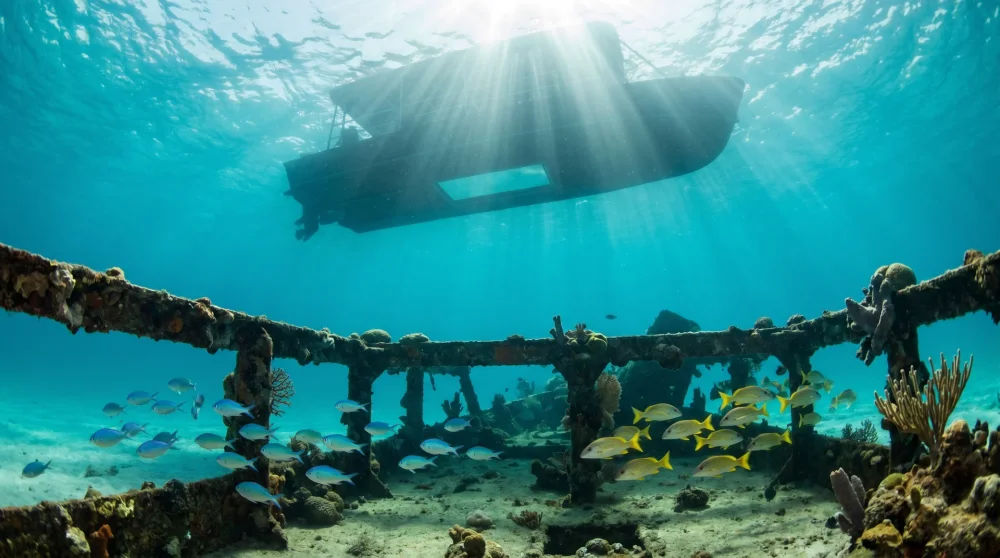 Glasbodenboot Grand Cayman: Cali & Balboa Wracks erkunden