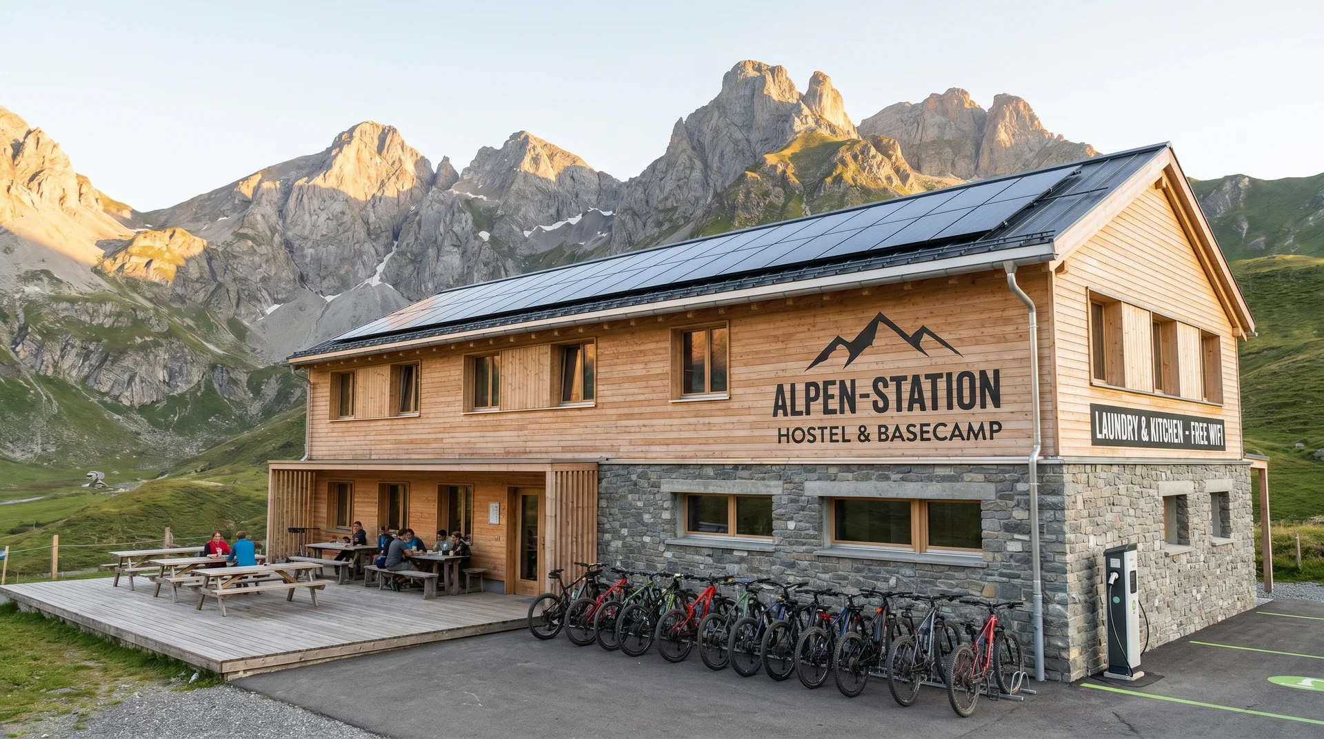 Schaan-Vaduz Youth Hostel exterior with mountain backdrop in Liechtenstein