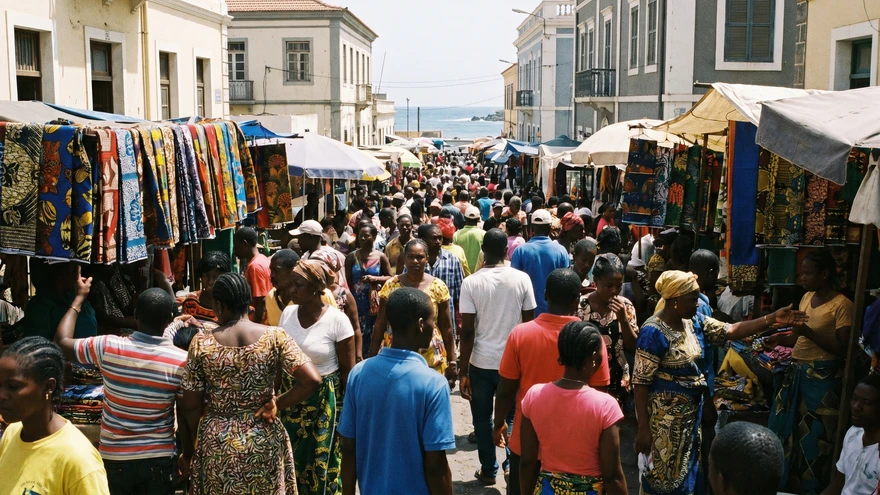 Busy Sucupira Market in Praia, Santiago island