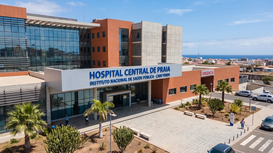Exterior of the main hospital in Praia, Santiago Island, Cape Verde