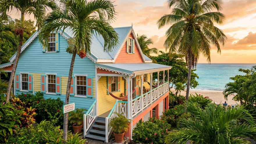 Boutique guesthouse in Grand Anse with colorful Caribbean-style architecture