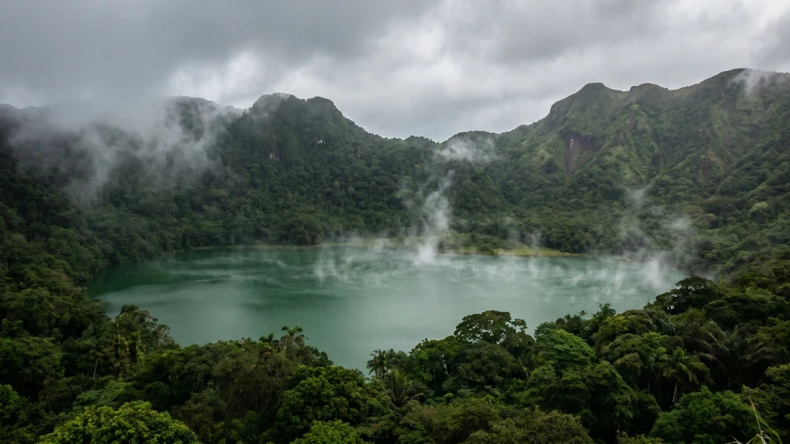 Grand Etang crater lake in the rainforest interior of Grenada
