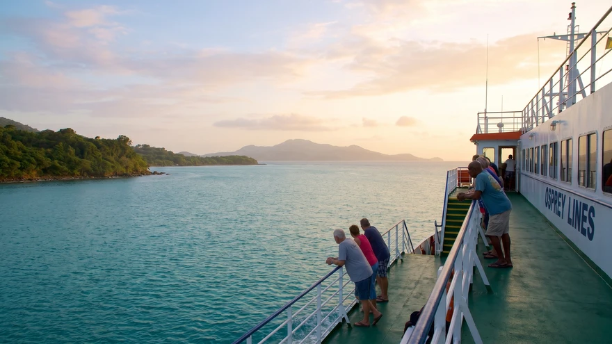Ferry crossing from Grenada to Carriacou island over turquoise Caribbean water