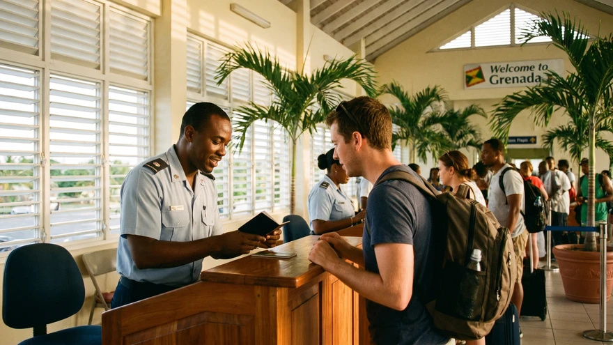 Passport control at Grenada's Maurice Bishop International Airport