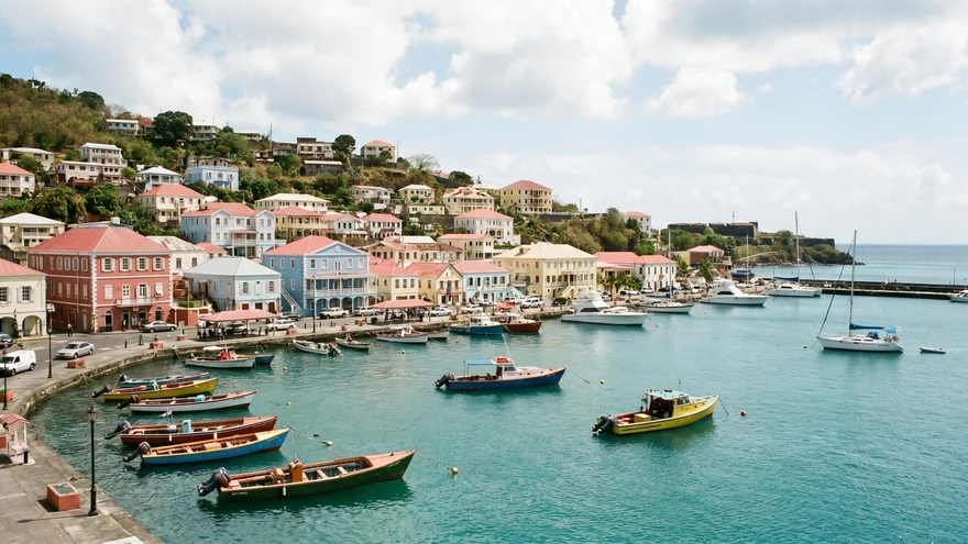 St. George's harbor panorama in Grenada