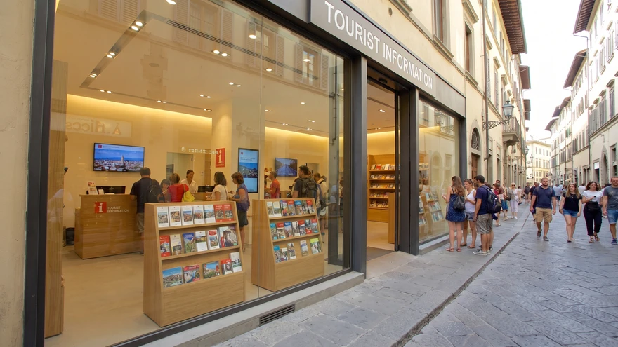 The Liechtenstein Center tourist office on Städtle 39 in Vaduz, a modern glass building on the pedestrian street