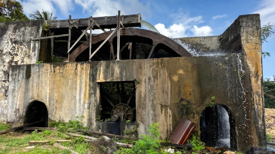 historic ruins of the River Antoine Estate sugar mill in Grenada