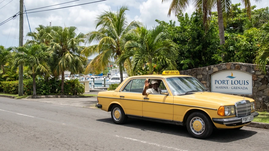 Taxi waiting at marina in Grenada