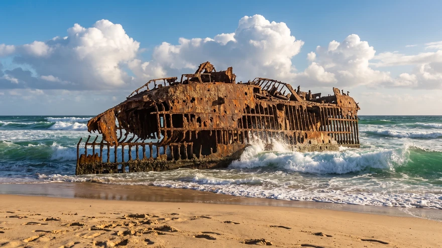 The Cabo Santa Maria Shipwreck at Praia da Atalanta