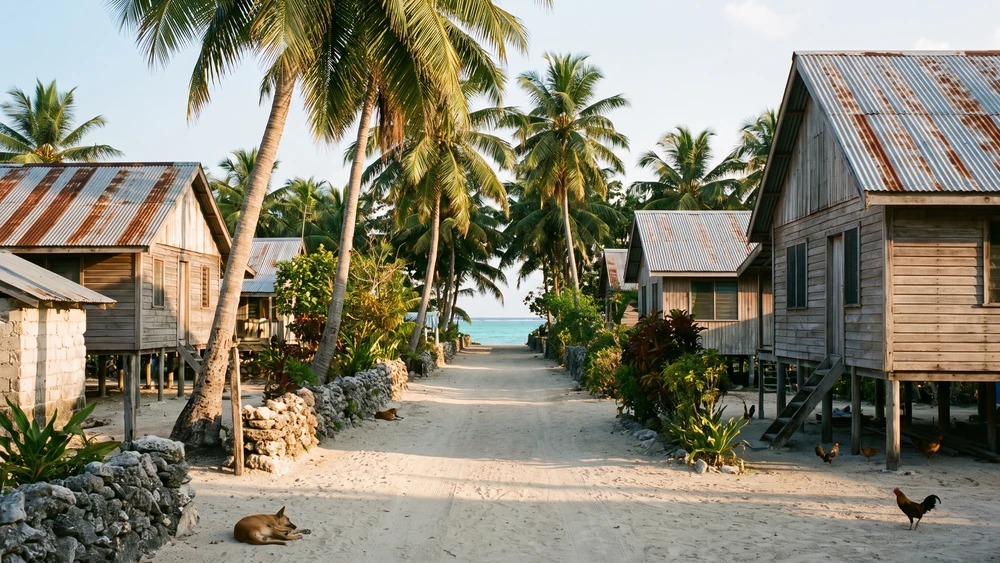 Traditional village lane on Home Island in the Cocos Keeling Islands