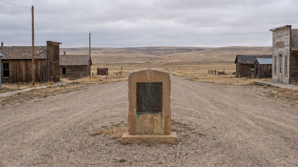 The 1976 Bicentennial monument marking Lost Springs as the smallest town