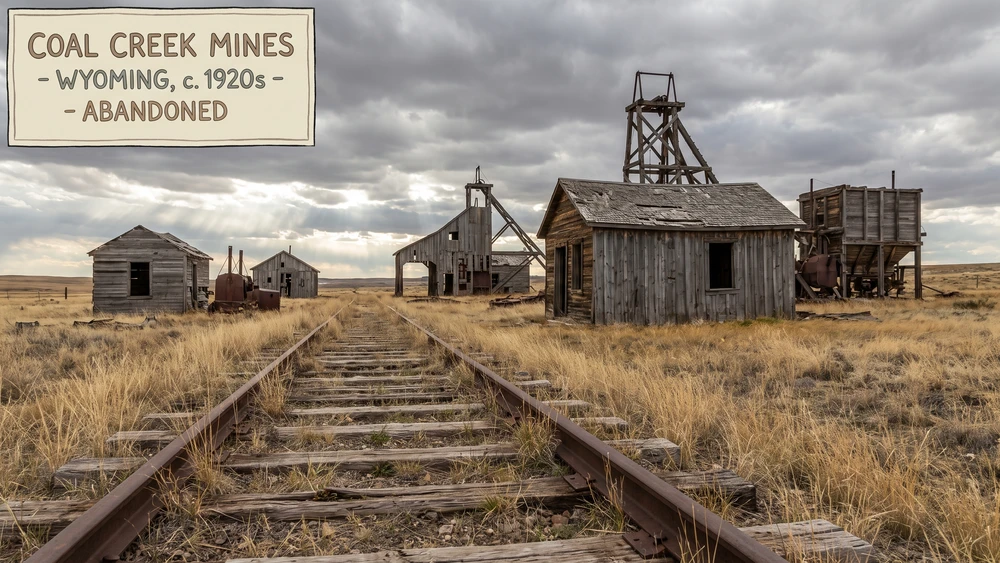 Remnants of the former coal mining operation near Lost Springs, Wyoming