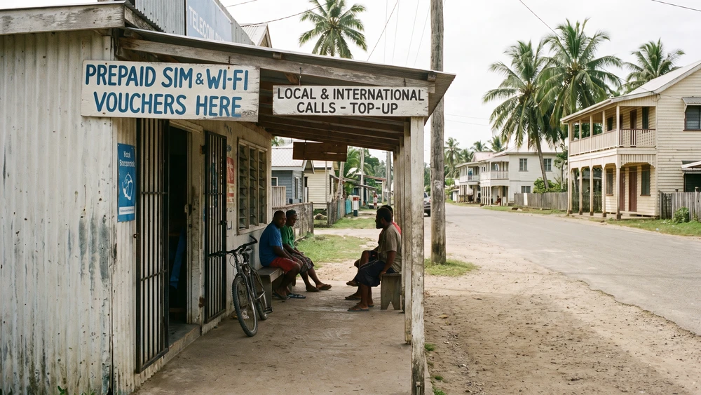 Local telecom shop in Burnt Pine selling prepaid SIM cards