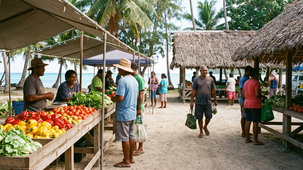Saturday morning farmers market stalls on Norfolk Island