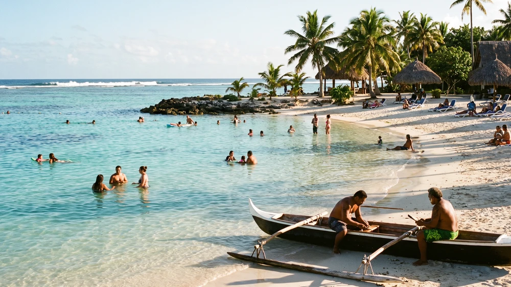 Warm summer swimming at a reef-protected lagoon on Norfolk Island