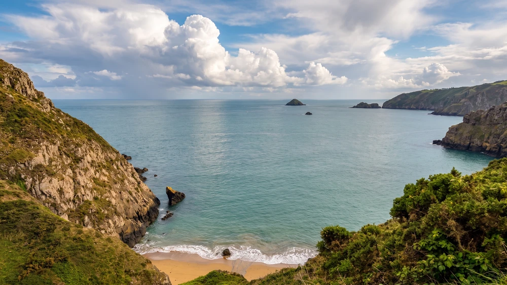 Dixcart Bay cove on Sark seen from the cliff path above