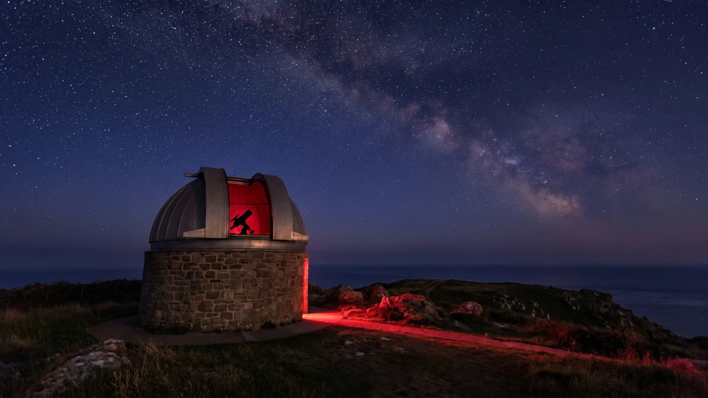 Sark's community observatory at night